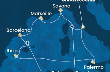 Itálie, Francie, Španělsko z Civitavecchia na lodi Costa Toscana