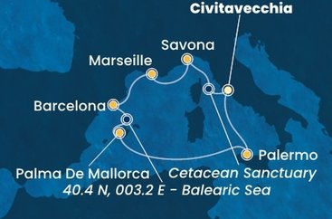 Itálie, Francie, Španělsko z Civitavecchia na lodi Costa Toscana