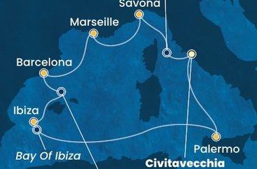 Itálie, Francie, Španělsko z Civitavecchia na lodi Costa Toscana