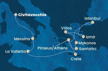 Itálie, Malta, Řecko, Turecko z Civitavecchia na lodi Costa Fortuna