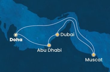 Katar, Spojené arabské emiráty, Omán z Dohy na lodi Costa Toscana