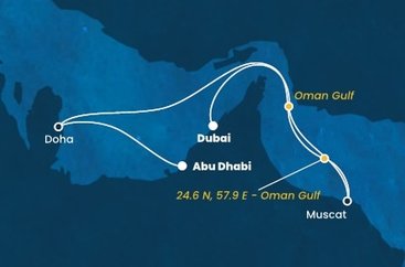 Spojené arabské emiráty, , Omán, Katar z Dubaje na lodi Costa Smeralda