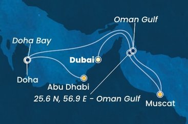 Spojené arabské emiráty, Omán, , Katar z Dubaje na lodi Costa Smeralda