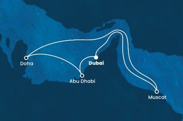 Spojené arabské emiráty, Omán, Katar z Dubaje na lodi Costa Toscana