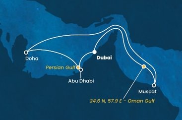 Spojené arabské emiráty, , Katar, Omán z Dubaje na lodi Costa Smeralda