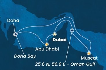 Spojené arabské emiráty, Omán, Katar z Dubaje na lodi Costa Smeralda