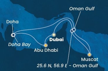 Spojené arabské emiráty, Omán, , Katar z Dubaje na lodi Costa Smeralda