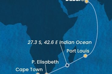 Spojené arabské emiráty, Omán, Mauricius, Jihoafrická republika z Dubaje na lodi Costa Smeralda