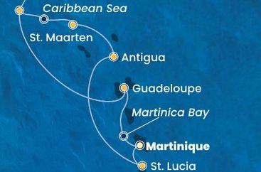 Martinik, Zámořské společenství Francie, Guadeloupe, Britské Panenské ostrovy, , Svatý Martin, Antigua a Barbuda, Svatá Lucie z Fort-de-France, Martinik na lodi Costa Fortuna