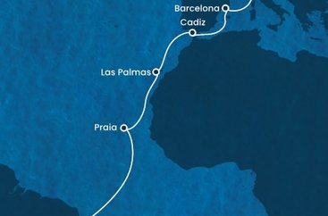 Itálie, Španělsko, Kapverdy, Brazílie z Janova na lodi Costa Diadema