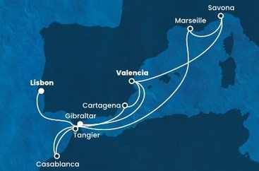 Portugalsko, Španělsko, Itálie, Francie, Maroko, Velká Británie z Lisabonu na lodi Costa Favolosa