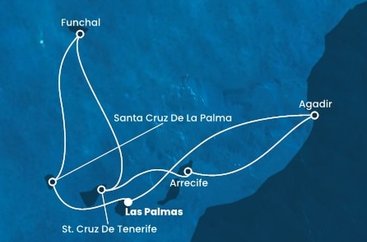 Španělsko, Portugalsko, Maroko z Las Palmas na lodi Costa Fortuna