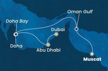 Omán, , Katar, Spojené arabské emiráty z Maskatu na lodi Costa Smeralda