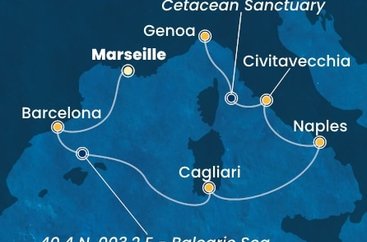 Francie, Španělsko, Itálie z Marseille na lodi Costa Smeralda