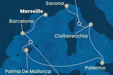 Francie, Španělsko, Itálie z Marseille na lodi Costa Toscana