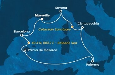 Francie, Španělsko, Itálie z Marseille na lodi Costa Toscana