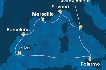 Francie, Španělsko, Itálie z Marseille na lodi Costa Smeralda