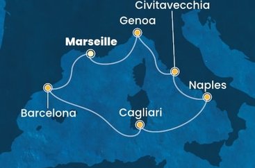 Francie, Španělsko, Itálie z Marseille na lodi Costa Toscana