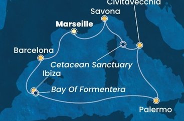 Francie, Španělsko, Itálie z Marseille na lodi Costa Toscana