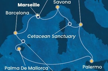 Francie, Španělsko, Itálie z Marseille na lodi Costa Toscana