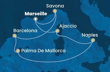 Francie, Itálie, Španělsko z Marseille na lodi Costa Fascinosa