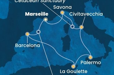 Francie, Španělsko, Tunisko, Itálie z Marseille na lodi Costa Pacifica