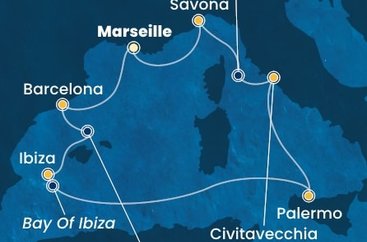 Francie, Španělsko, Itálie z Marseille na lodi Costa Toscana