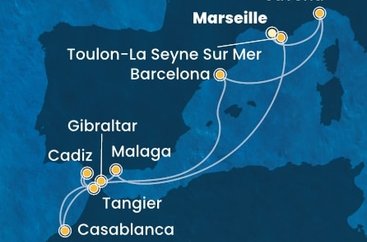 Francie, Itálie, Španělsko, Maroko, Velká Británie z Marseille na lodi Costa Diadema