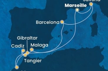 Francie, Itálie, Španělsko, Maroko, Velká Británie z Marseille na lodi Costa Fascinosa