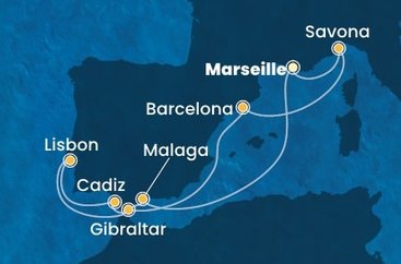 Francie, Itálie, Španělsko, Velká Británie, Portugalsko z Marseille na lodi Costa Fascinosa