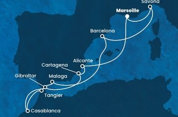 Francie, Itálie, Španělsko, Maroko, Velká Británie z Marseille na lodi Costa Diadema
