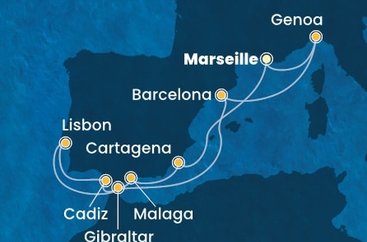 Francie, Itálie, Španělsko, Portugalsko, Velká Británie z Marseille na lodi Costa Diadema