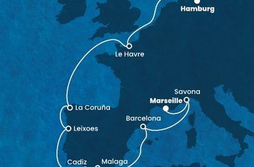 Francie, Itálie, Španělsko, Portugalsko, Německo z Marseille na lodi Costa Favolosa