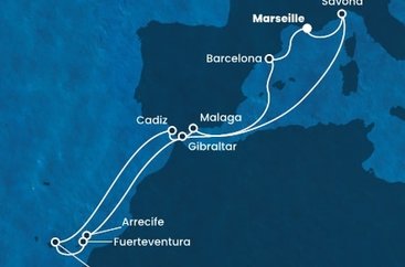 Francie, Itálie, Španělsko, Velká Británie z Marseille na lodi Costa Diadema