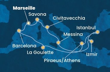 Francie, Itálie, Turecko, Řecko, Tunisko, Španělsko z Marseille na lodi Costa Fortuna