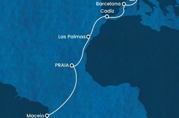 Francie, Itálie, Španělsko, Kapverdy, Brazílie z Marseille na lodi Costa Diadema