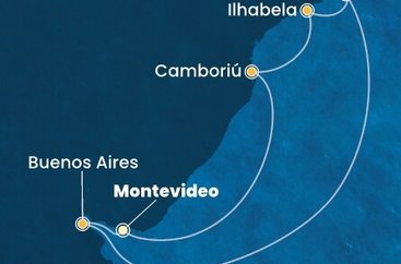 Uruguay, Argentina, Brazílie z Montevidea na lodi Costa Favolosa