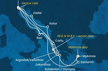 Itálie, , Řecko, Černá Hora, Chorvatsko na lodi Costa Deliziosa