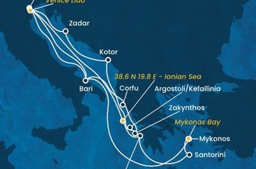 Itálie, Řecko, Černá Hora, Chorvatsko,  na lodi Costa Deliziosa