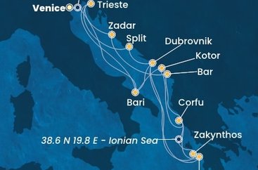 Itálie, Chorvatsko, Řecko, Černá Hora na lodi Costa Deliziosa