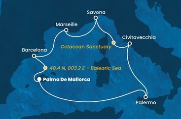 Španělsko, Itálie, Francie z Palma de Mallorca na lodi Costa Toscana