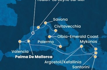 Španělsko, Řecko, Itálie, Francie z Palma de Mallorca na lodi Costa Pacifica