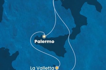 Itálie, Malta z Palerma na lodi Costa Fascinosa