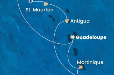 Guadeloupe, Britské Panenské ostrovy, , Svatý Martin, Antigua a Barbuda, Svatá Lucie, Martinik z Pointe-à-Pitre, Guadeloupe na lodi Costa Fortuna