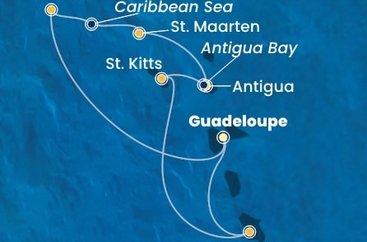 Guadeloupe, Britské Panenské ostrovy, , Svatý Martin, Antigua a Barbuda, Svatý Kryštof a Nevis, Martinik z Pointe-à-Pitre, Guadeloupe na lodi Costa Fortuna