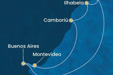 Brazílie, Uruguay, Argentina z Rio de Janeira na lodi Costa Favolosa