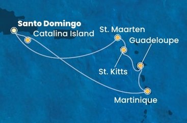 Dominikánská republika, Martinik, Guadeloupe, Svatý Kryštof a Nevis, Svatý Martin ze Santo Dominga na lodi Costa Fascinosa