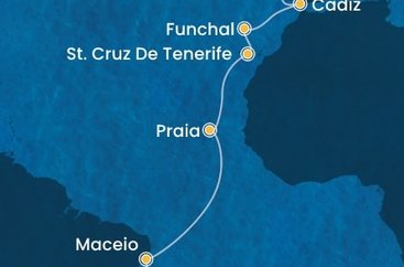 Brazílie, Kapverdy, Španělsko, Portugalsko ze Salvadoru na lodi Costa Diadema