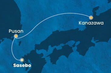 Japonsko, Jižní Korea ze Saseba na lodi Costa Serena