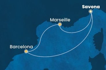 Itálie, Francie, Španělsko ze Savony na lodi Costa Toscana